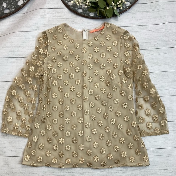 Vilagallo Embroidered Metallic Gold Blouse - Picture 3 of 12